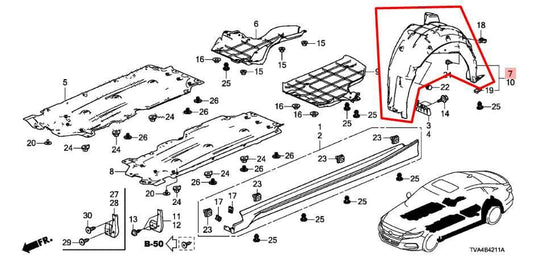 2018-22 Honda Accord Rear RH Fender Inner Liner Splash Shield 74540-TVA-A00 OEM - Alshned Auto Parts