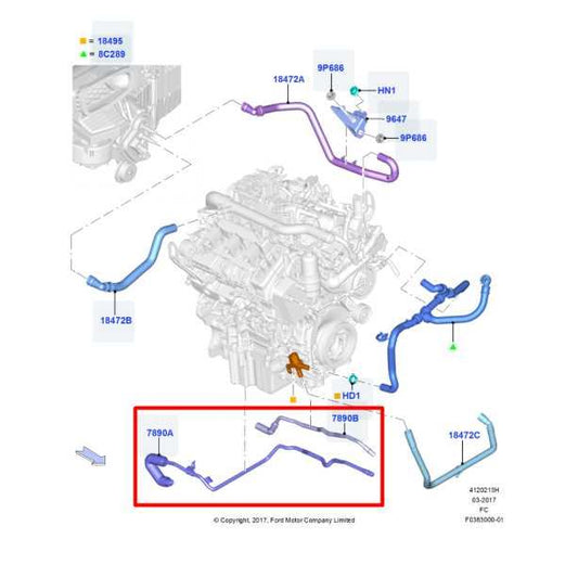 2018-19 Ford F150 XL 2.7L Transmission Oil Cooler Outlet and Inlet Hose Line Set - Alshned Auto Parts