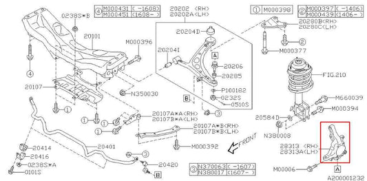 2015-2021 Subaru WRX Premium Front Right Side Spindle Knuckle Hub 28313VA000 OEM - Alshned Auto Parts