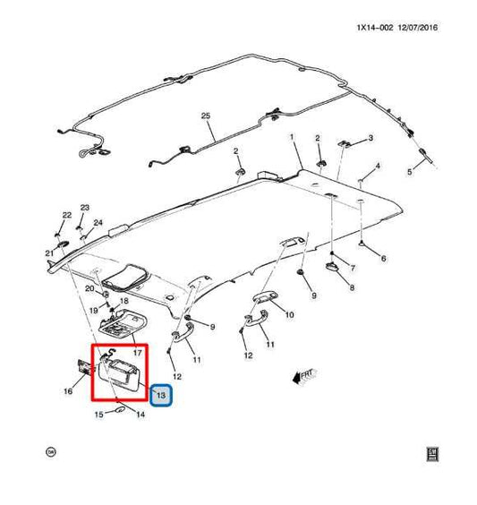 18-24 Chevrolet Equinox LT Front LH Sun Visor w/ Illuminated Mirror 84836043 OEM - Alshned Auto Parts