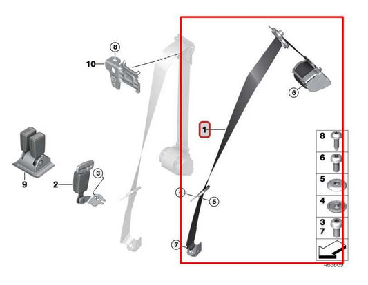 14-24 Mini Hardtop Cooper Rear Passenger Right Side 2nd Row Seat Belt Retractor - Alshned Auto Parts