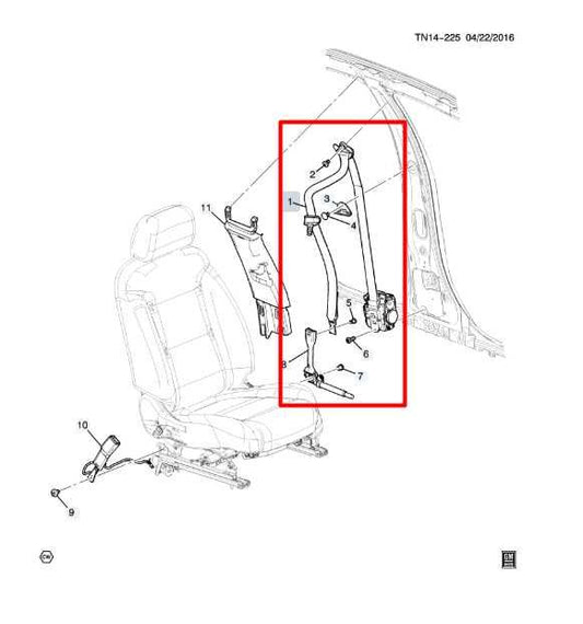 2017-2019 GMC Acadia SLT-1 Front Right Side Seat Belt Retractor 84572113 OEM - Alshned Auto Parts