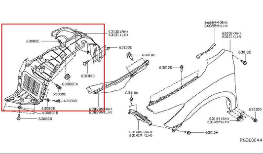 14-20 Infiniti QX60 Front Right Side Wheelhouse Liner Splash Shield 63840-9NB0A - Alshned Auto Parts