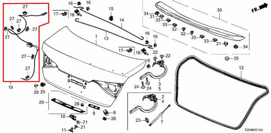 22-26 Honda Civic Sport 2.0L Rear Trunk Deck Lid Release Cable 74880-T20-A11 OEM - Alshned Auto Parts