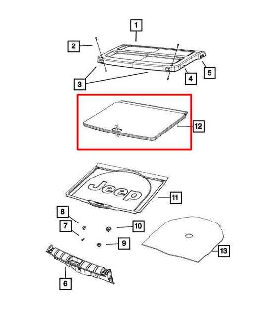 19-20 Jeep Renegade Sport 2.4L FWD Rear Trunk Cargo Spare Floor Cover Trim Panel - Alshned Auto Parts