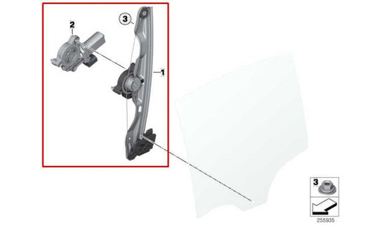 13-16 BMW 328I xDrive SULEV Rear Left Door Window Regulator w/ Motor 51357281887 - Alshned Auto Parts