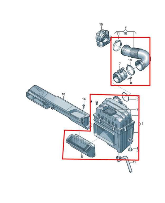 18-23 Volkswagen Atlas S 3.6L Air Intake Cleaner w/ Duct Tube and Sensor *ReaD* - Alshned Auto Parts