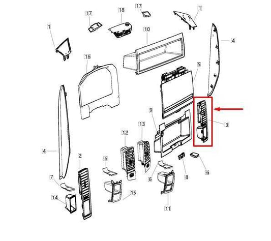 2013-2020 Ram 1500 Classic Crew Cab Front Right Dash Outer Air Vent 1WP29DX9AF - Alshned Auto Parts
