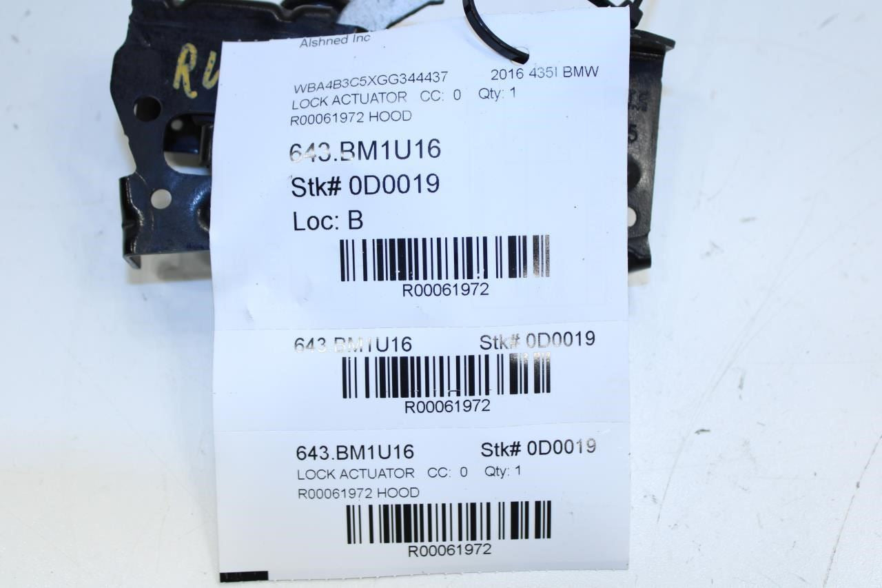 15-16 BMW 435i Gran Coupe Front RH Hood Release Lock Latch Actuator 51237242549 - Alshned Auto Parts