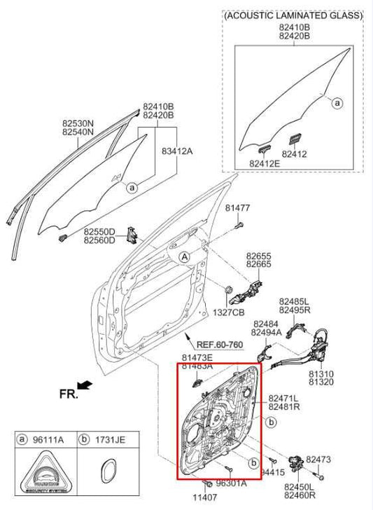 2019-20 Kia Sorento LX FR LH Door Window Regulator w/ Carrier 82471-C6200 *ReaD* - Alshned Auto Parts