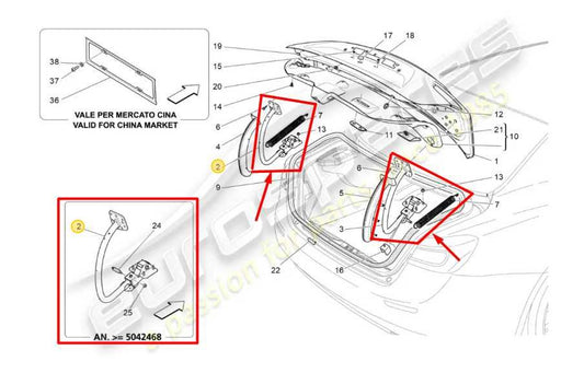 14-20 Maserati Ghibli Rear Right and Left Side Trunk Lid Hinge Set 670009222 OEM - Alshned Auto Parts