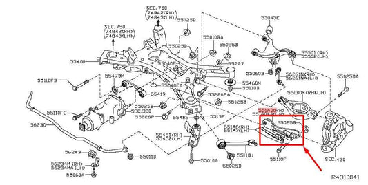 2013-2020 Nissan Pathfinder RR RH Lower Lateral Link Control Arm 551A0-3JA0A OEM - Alshned Auto Parts