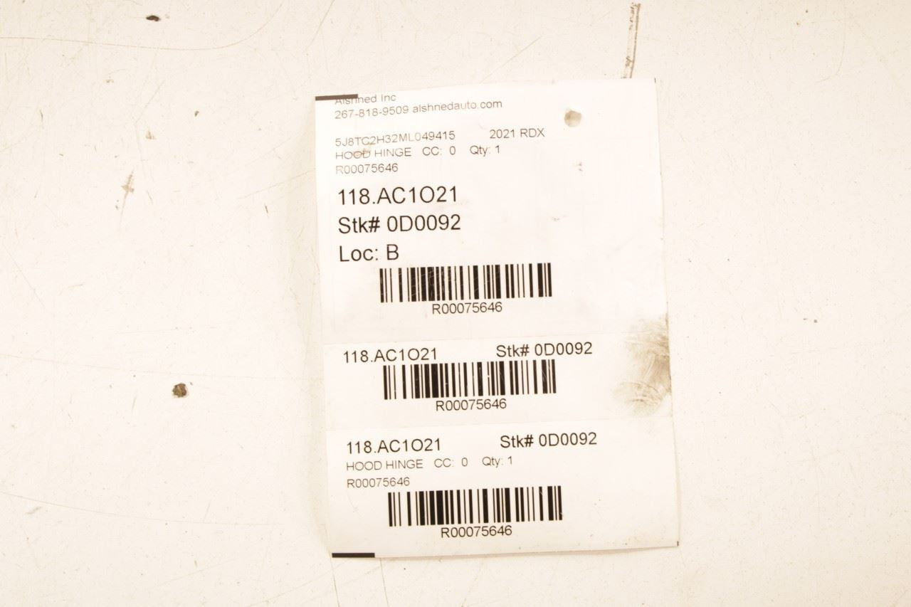 19-25 Acura RDX SH-AWD Front Right and Left Side Hood Hinge Set 60120-TJB-A02ZZ - Alshned Auto Parts