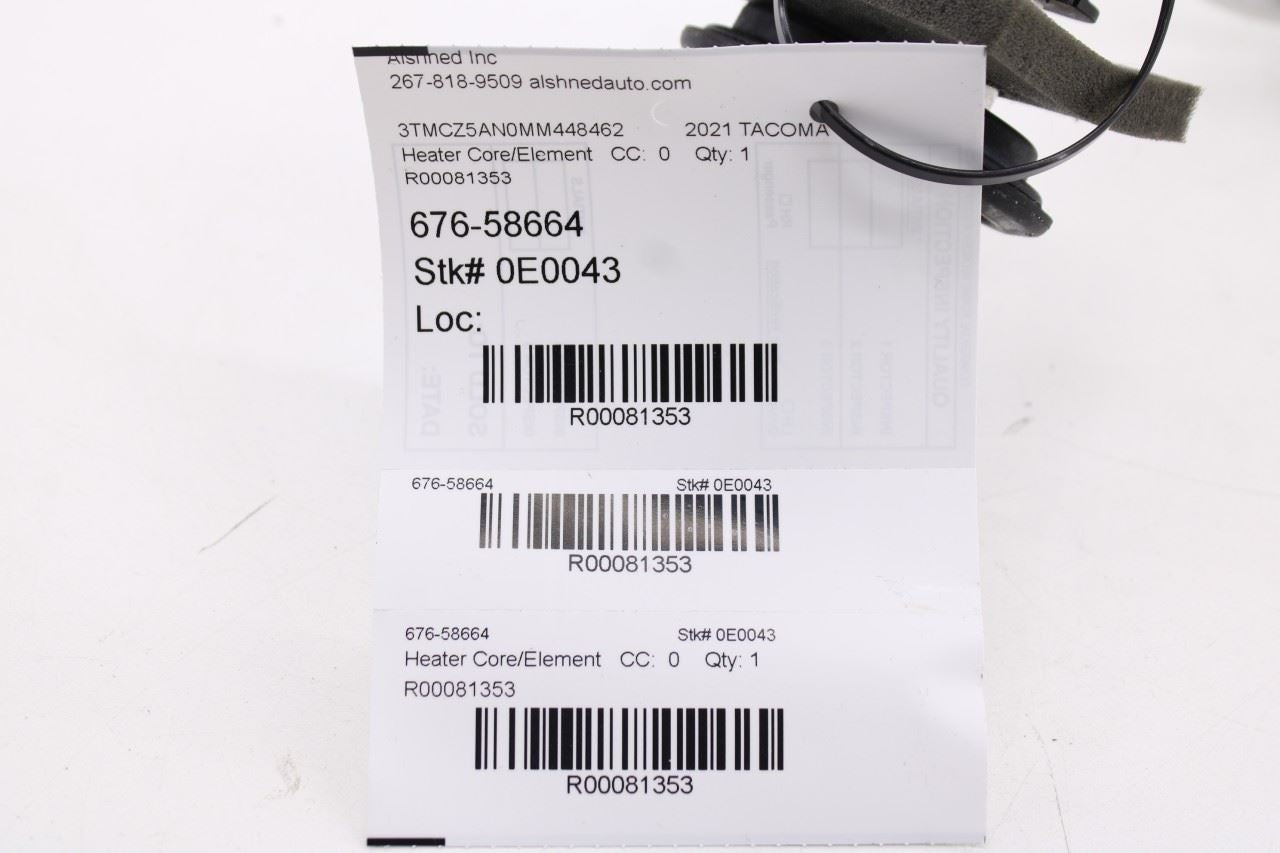 15-23 Toyota Tacoma SR5 Double Cab 3.5L 4WD AC HVAC Heater Core 87107-04070 OEM - Alshned Auto Parts
