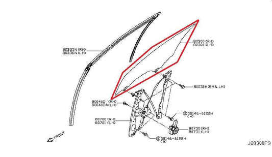 2014-20 Infiniti Q50 Premium Front Right Side Door Window Glass 80300-4GA0B OEM - Alshned Auto Parts