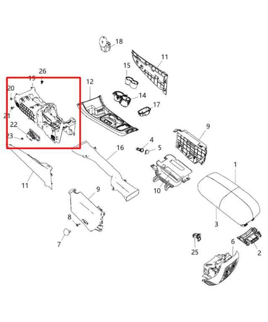 16-21 Jeep Grand Cherokee Overland 3.6L Center Console Reinforcement Base Frame - Alshned Auto Parts