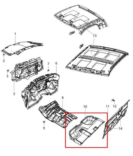 11-20 Ram 2500 Tradesman Crew Cab Rear Under Seat Carpet Floor Bin Pan Silencer - Alshned Auto Parts