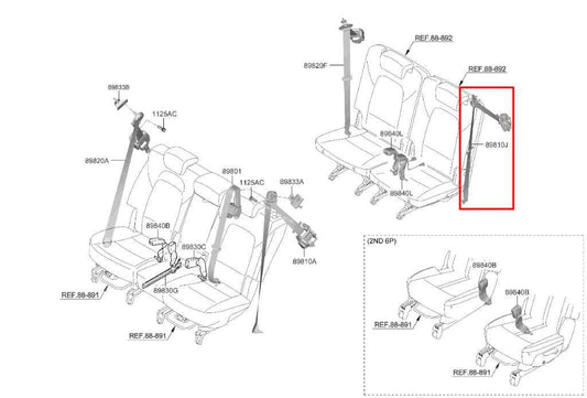 21-23 Kia Sorento X-Line SX Prestige Rear Left Side 3rd Row Seat Belt Retractor - Alshned Auto Parts