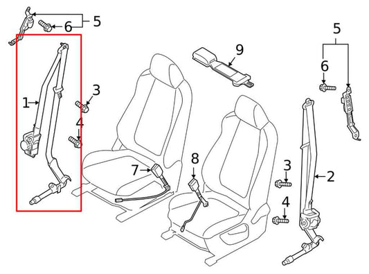 2021-2025 Mazda CX30 S 2.5L AWD Front Passenger Right Side Seat Belt Retractor - Alshned Auto Parts