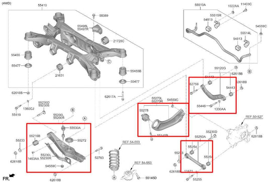 21-23 Hyundai Santa Fe SEL 2.5L AWD Rear LH Side Lower and Upper Control Arm Set - Alshned Auto Parts