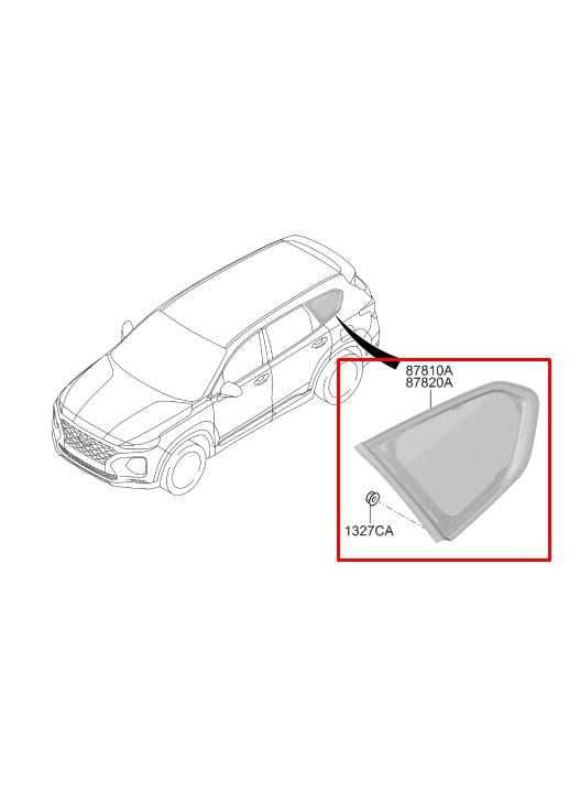 2019-2023 Hyundai Santa Fe SEL Rear Left Side Quarter Window Glass 87810-S1100 - Alshned Auto Parts