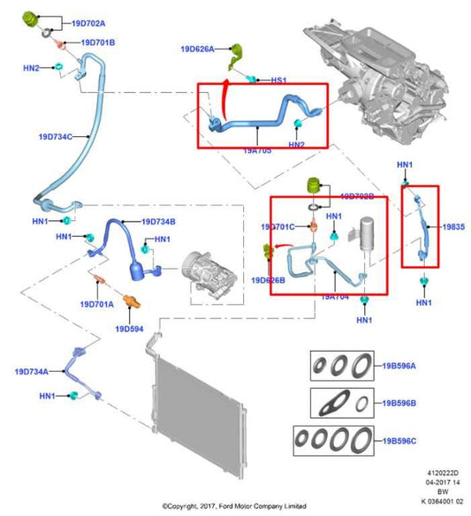 2018-21 Ford EcoSport SE 1.0L AC Conditioning Discharge and Suction Liquid Hose - Alshned Auto Parts