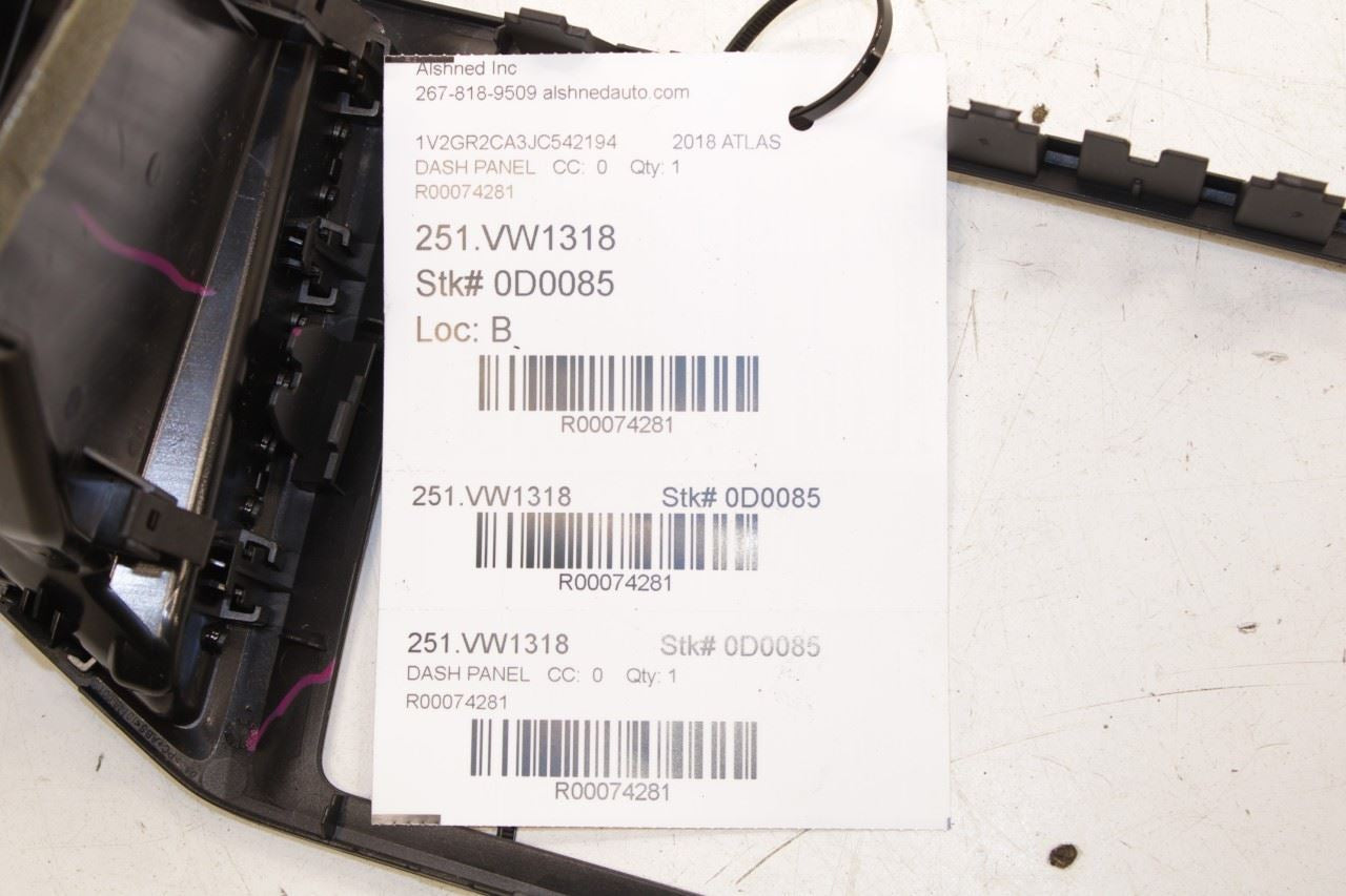 2018-2020 Volkswagen Atlas S Dash Center Screen Bezel Trim w/ Air Vents Grilles - Alshned Auto Parts