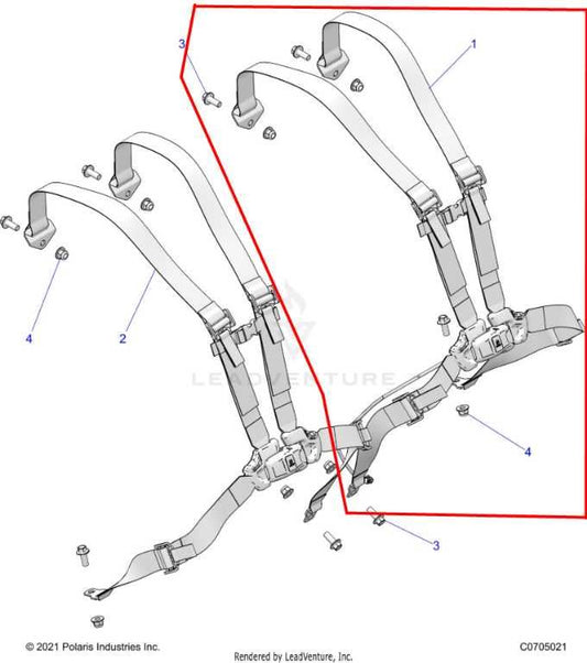 24-26 Polaris RZR XP 1000 Ultimate Driver Left Side Seat Belt Retractor 2639136 - Alshned Auto Parts