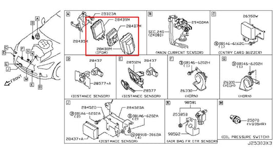 2014-18 Infiniti Q50 Premium 3.0L RWD Engine Bay IPDM Fuse Relay Box 284B7-3JV0D - Alshned Auto Parts