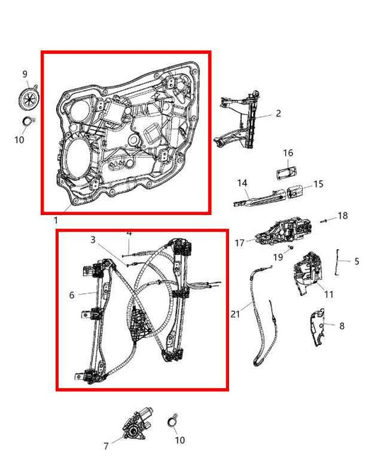 2017-2024 Chrysler Pacifica Limited Front Right Door Window Regulator w/ Carrier - Alshned Auto Parts