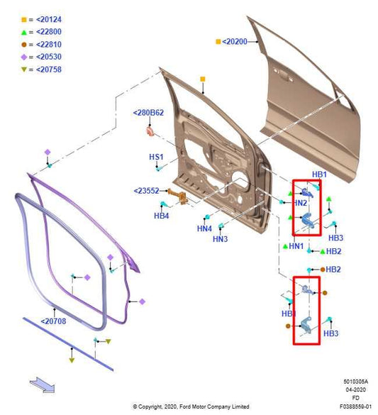 15-26 Ford F150 XLT SuperCrew Front Rear RH Side Lower and Upper Door Hinge Set - Alshned Auto Parts