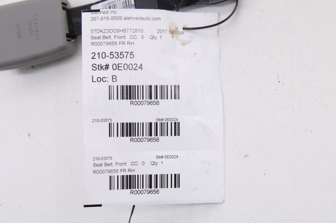 2014-2020 Toyota Sienna LE 3.5L FWD Front Passenger Right Side Seat Belt Buckle - Alshned Auto Parts