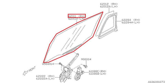 2014-2016 Subaru Impreza Sport Premium Rear Right Door Window Glass 62011FJ001 - Alshned Auto Parts