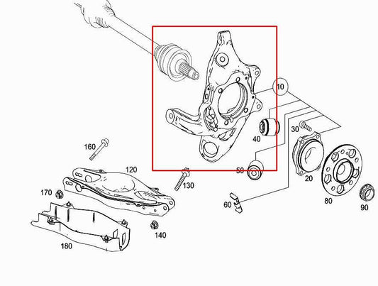 10-16 Mercedes-Benz E350 Sport 4MATIC Rear Right Spindle Knuckle Hub 2123500241 - Alshned Auto Parts