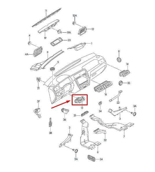 16-18 Volkswagen Jetta Sport FR LH Dash Outer Air Vent Grille 5C6-819-061-E-TAI - Alshned Auto Parts