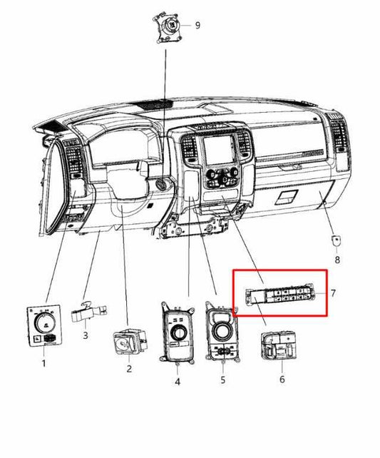 201520 Ram 1500 Big Horn Instrument Panel Traction Tow Haul Heat Seats Switches - Alshned Auto Parts