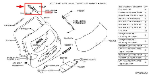 2014-2020 Nissan Rogue SV Rear Liftgate RH and LH Side Hinge Set 90400-4BA0A OEM - Alshned Auto Parts