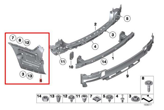 10-15 BMW 750Li xDrive 4.4L AWD Rear Driver Left Side Bumper Support Mount Panel - Alshned Auto Parts
