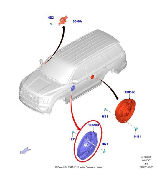 2018-2024 Ford Expedition Max XLT Front RH and LH Door Audio Speaker Set of 2 - Alshned Auto Parts