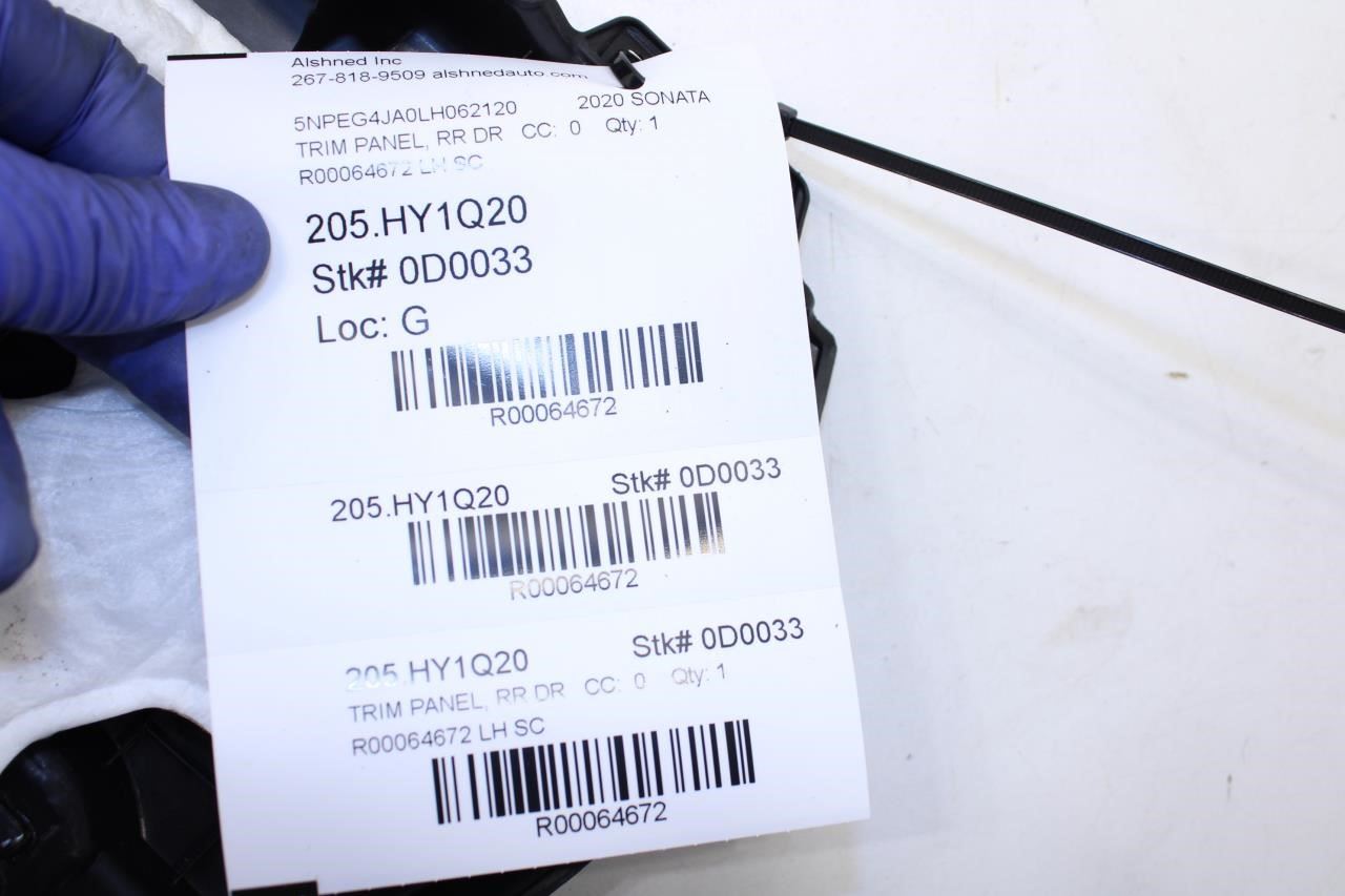 2020-2022 Hyundai Sonata SE Rear Left Driver Door Trim Panel 83301-L0000-NNB OEM - Alshned Auto Parts