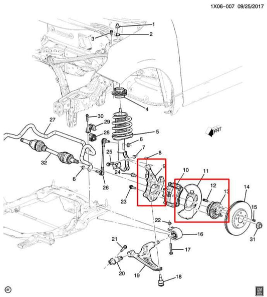 2018-24 Chevrolet Equinox LT 1.5L FWD Front Driver Left Side Spindle Knuckle Hub - Alshned Auto Parts