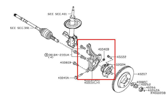 13-19 Nissan Sentra SV 1.8L FWD Front Suspension Right Side Spindle Knuckle Hub - Alshned Auto Parts