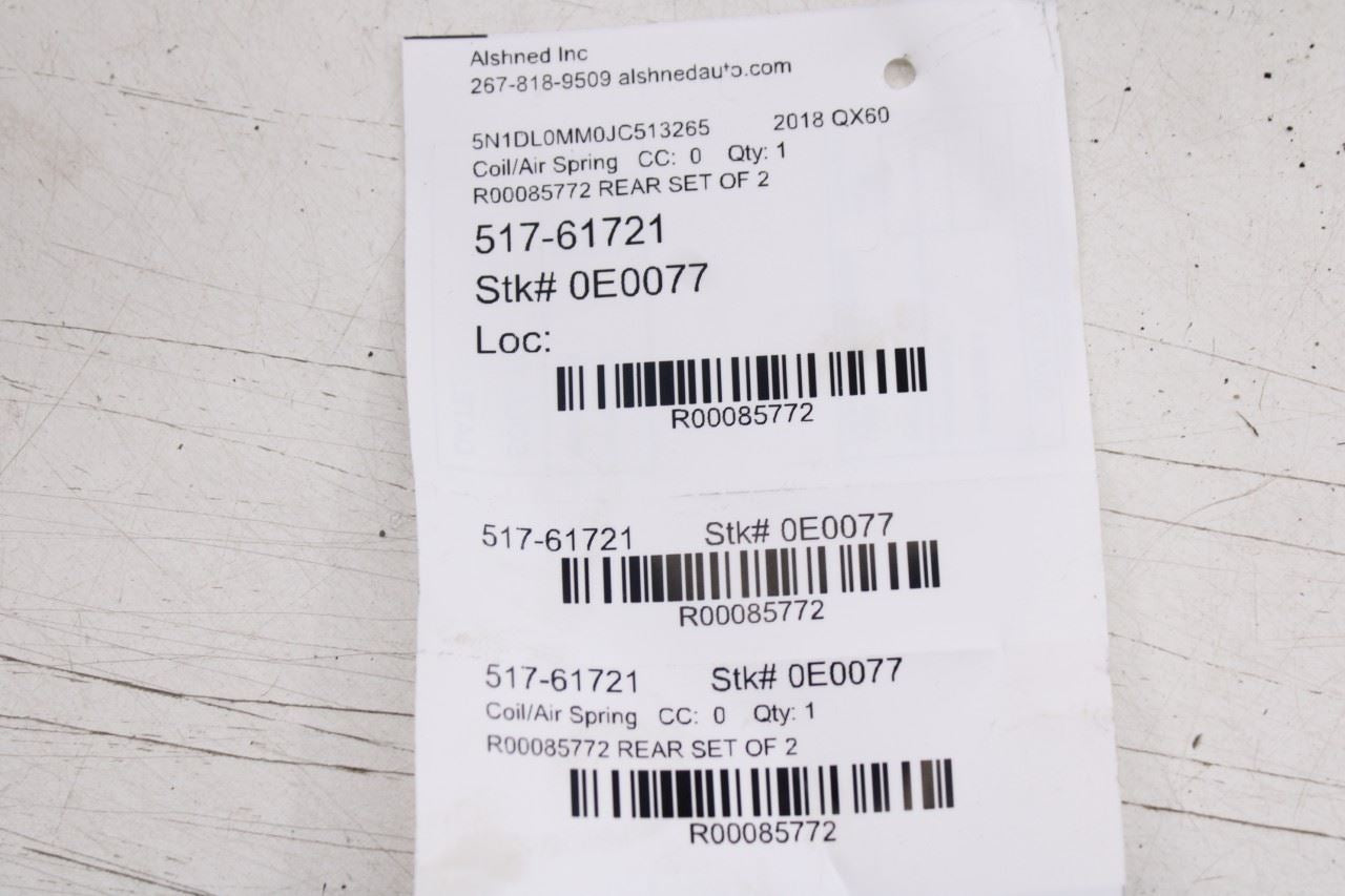 2016-20 Infiniti QX60 Rear Right Passenger and Left Driver Side Coil Spring Set12