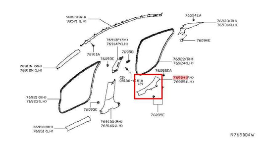 2019-24 Nissan Altima SL Rear RH Side Door Sill Scuff Plate Trim 769B6-6CA0A OEM - Alshned Auto Parts