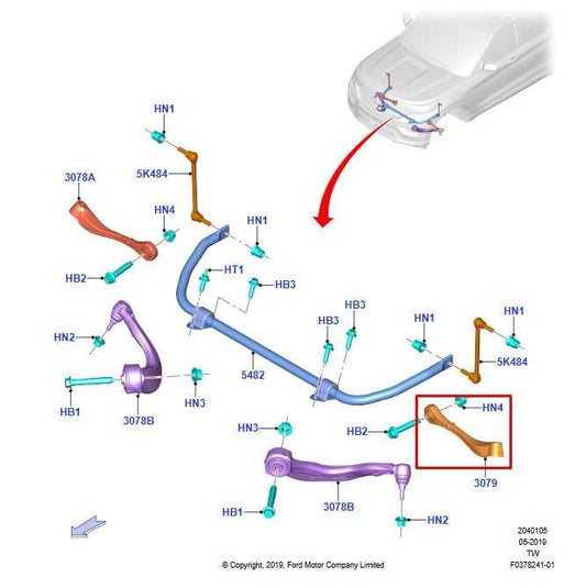 2020-25 Ford Explorer 4WD Front LH Side Suspension Lower Control Arm LB5Z-3079-D - Alshned Auto Parts