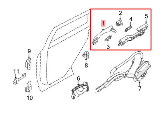 17-22 Nissan Rogue Sport SL 2.0L Rear Passenger Right Side Door Exterior Handle - Alshned Auto Parts