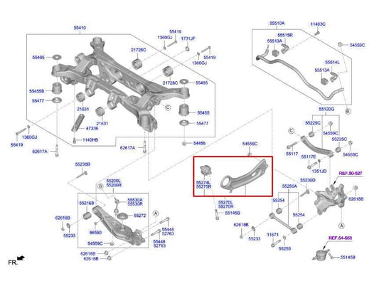 2019-20 Hyundai Santa Fe Rear Left Driver Side Trailing Control Arm 55270-S1000 - Alshned Auto Parts