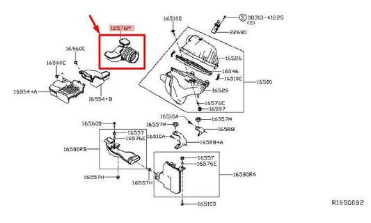 19-24 Nissan Altima SL 2.5L Rear Air Intake Upper Duct Tube Hose 16576-6CA0A OEM - Alshned Auto Parts