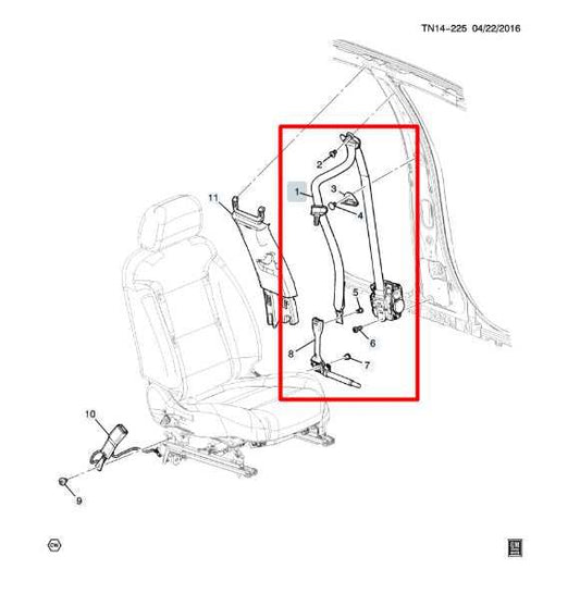 2017-2019 GMC Acadia SLT-1 3.6L Front Left Side Seat Belt Retractor 84416397 OEM - Alshned Auto Parts
