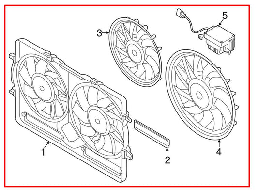 2009-16 Audi A4 2.0L Dual Radiator Cooling Fan Motor Assembly 8K0-121-003-M OEM - Alshned Auto Parts